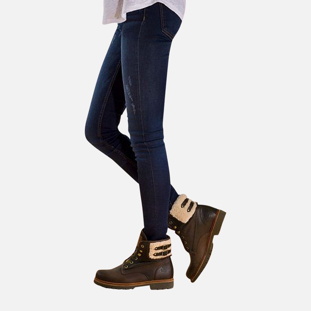 Womens Dark Brown Panama Jack General Aviator Cotton Lined Fur Boots