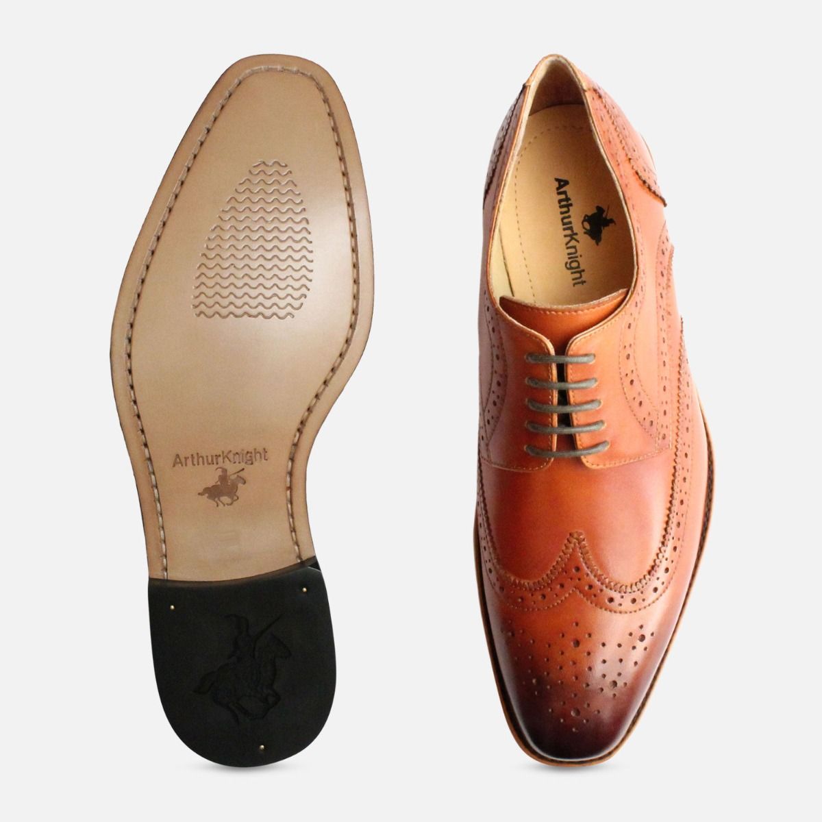 Tan Wingtip Lace Up Brogues by Arthur Knight Shoes