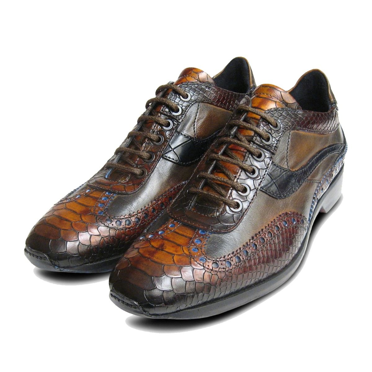 Designer Mens Brown Snake Skin Shoes