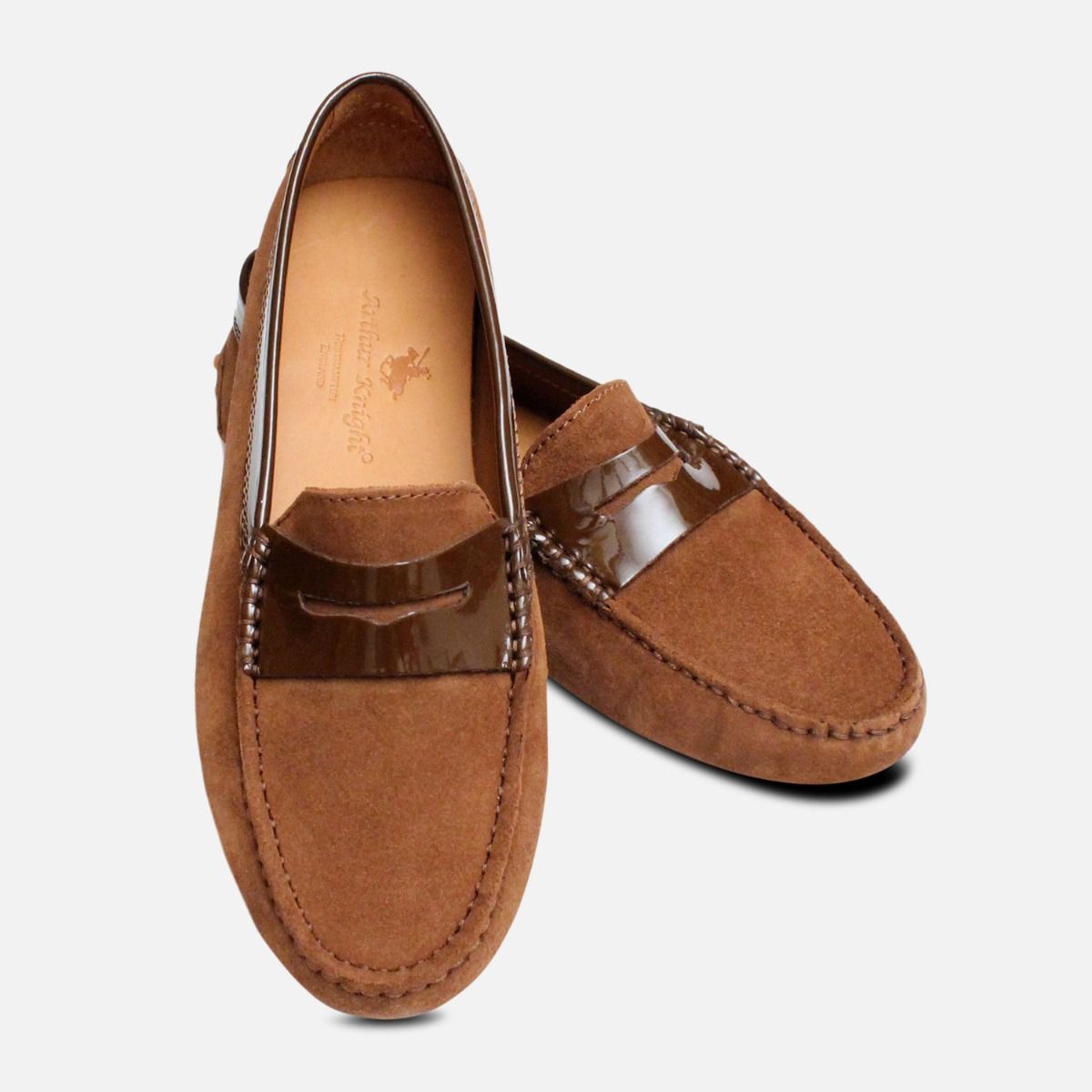 Whisky Brown Suede Italian Driving Shoe Moccasins display picture 2