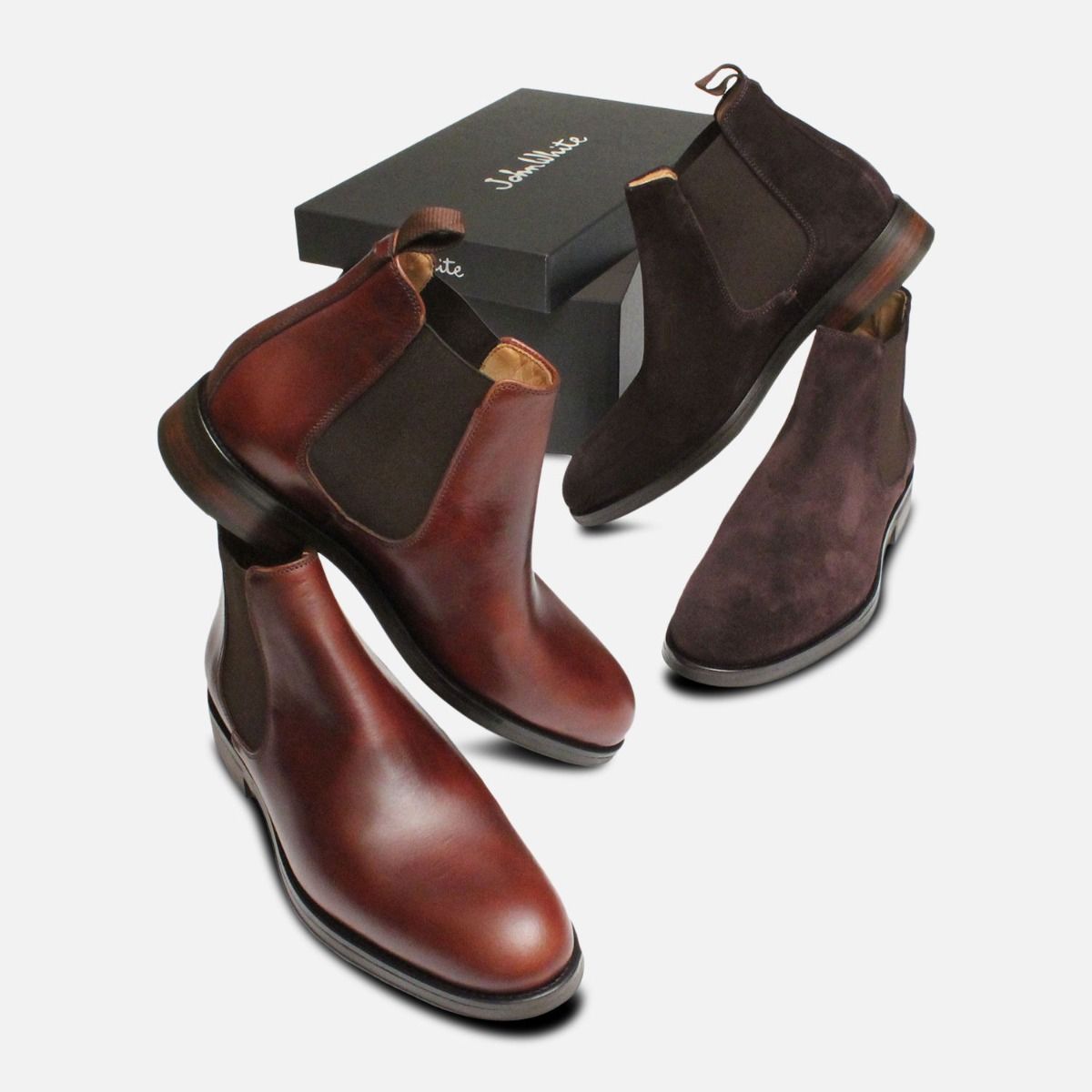 Brown Suede Slip On Boots by John White Shoes