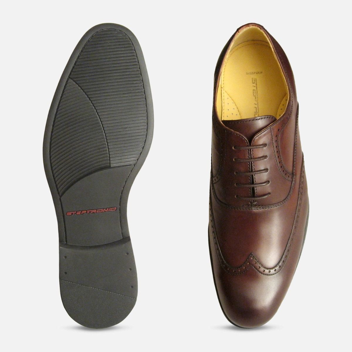 Steptronic Formal Brown Wingcap Oxford Mens Lace Up Shoes