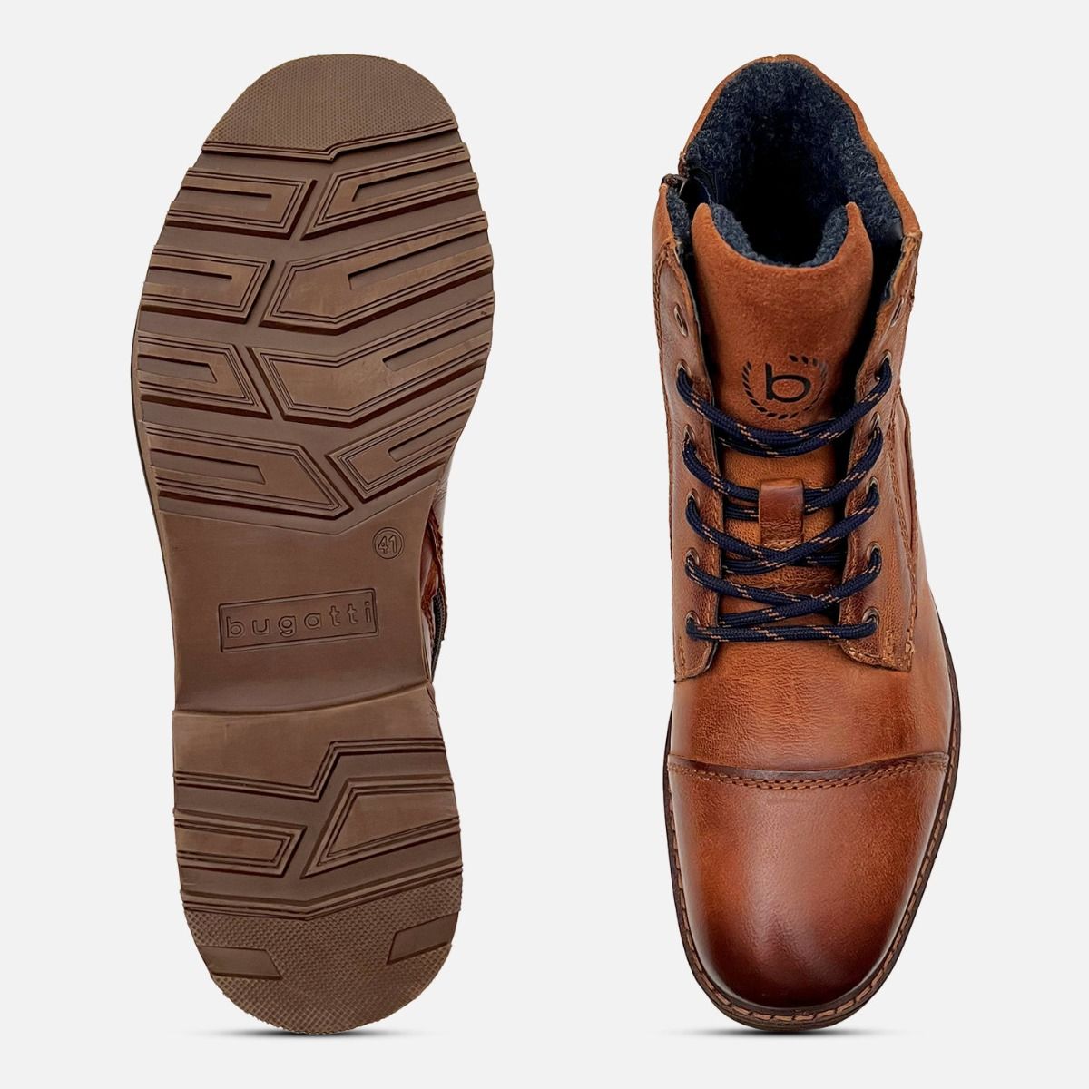 Bugatti Mens Commander Buckle Boots in Tan with Rubber Sole