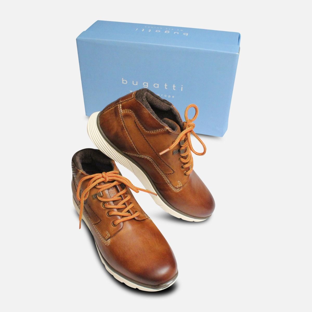 Bugatti Lightweight Designer Lace Up Boots in Brown