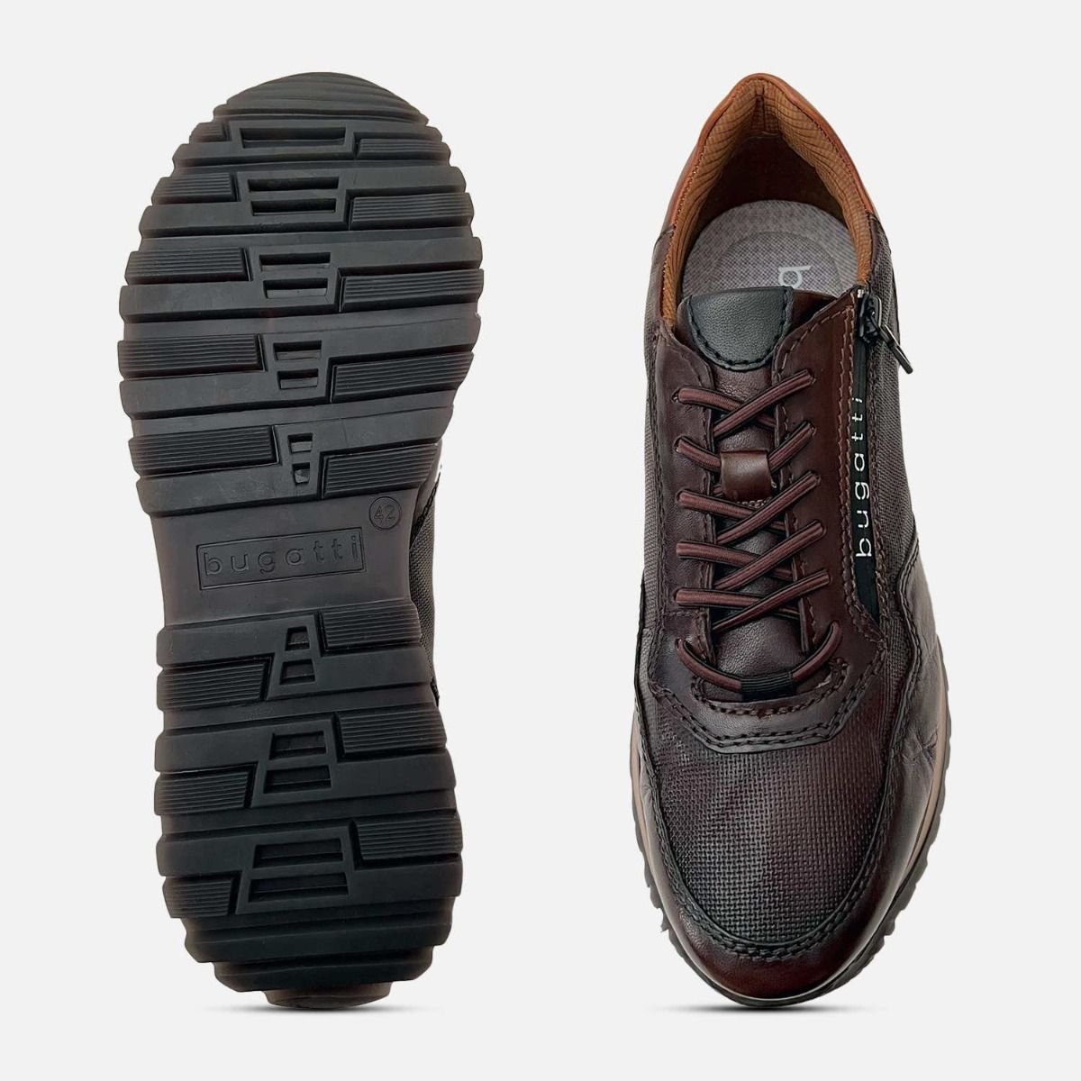 Bugatti Mens Designer Dark Brown Rubber Sole Training Shoes