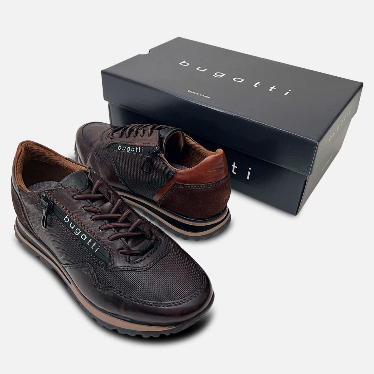 Bugatti Mens Designer Dark Brown Rubber Sole Training Shoes