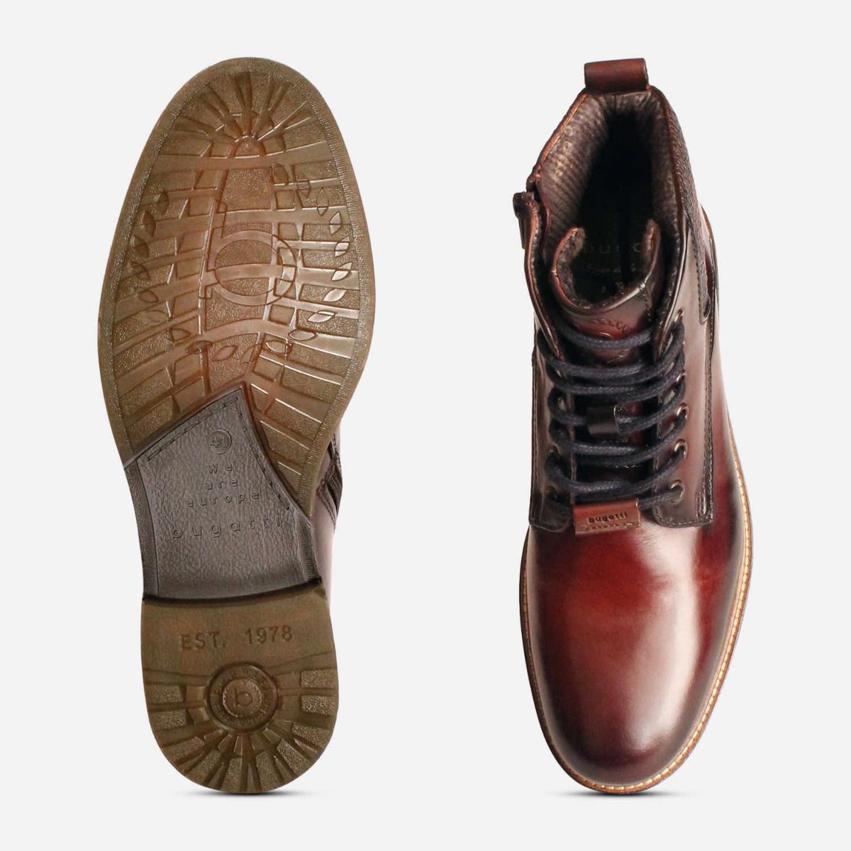 Bugatti Designer Dark Brown Zip Boots with Rubber Sole