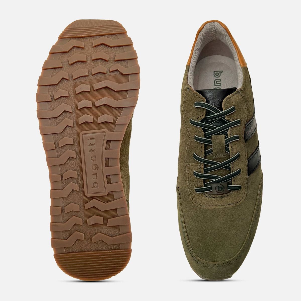 Bugatti Dark Green Suede Designer Lace Up Training Shoe