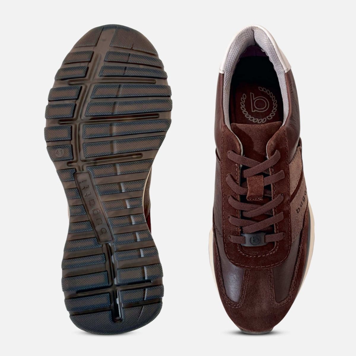 Bugatti Designer Mens Brown Suede Leather Training Shoes