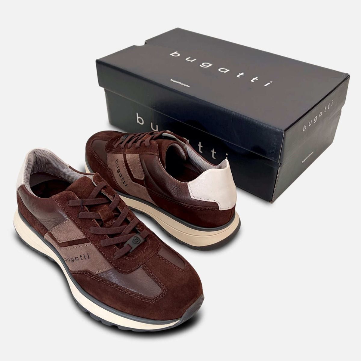 Bugatti Designer Mens Brown Suede Leather Training Shoes