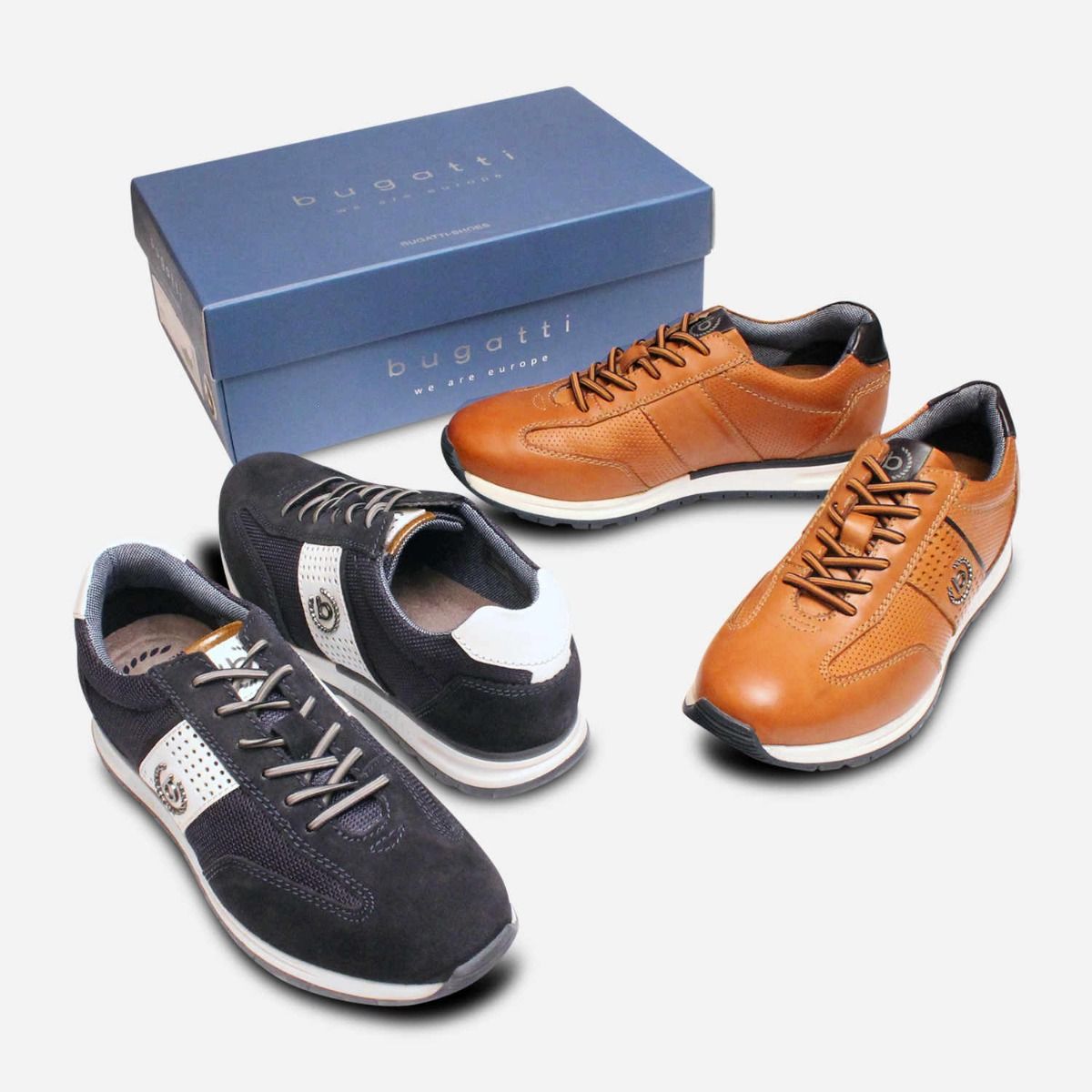 Bugatti Navy Blue Suede Designer Mens Training Shoes