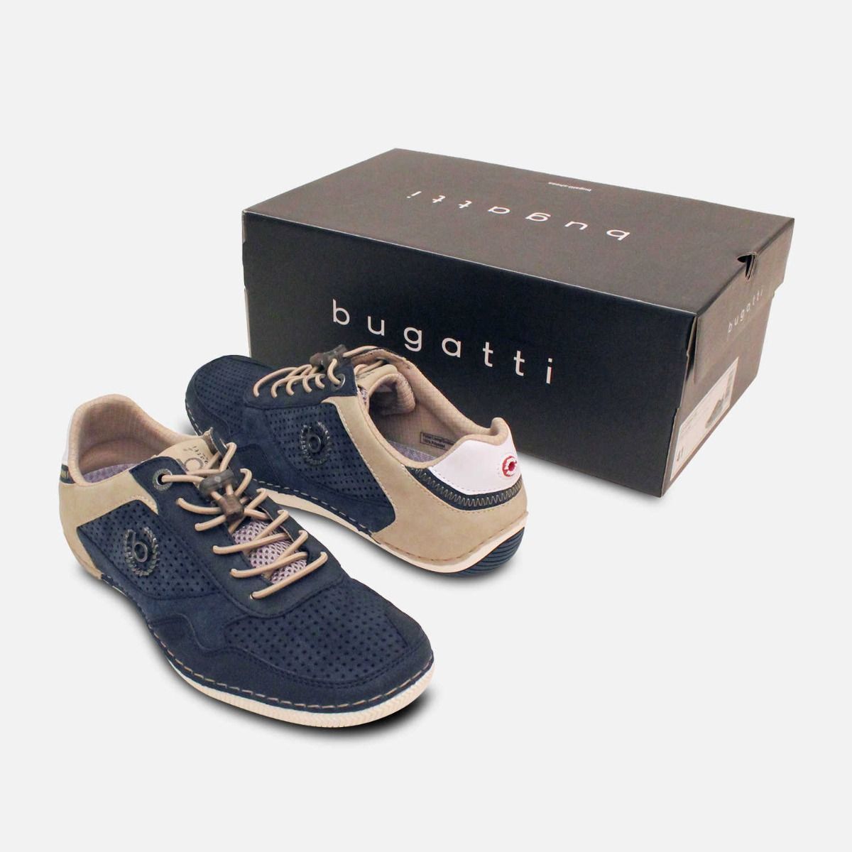 Bugatti Navy Blue Suede Leather Designer Casual Shoes