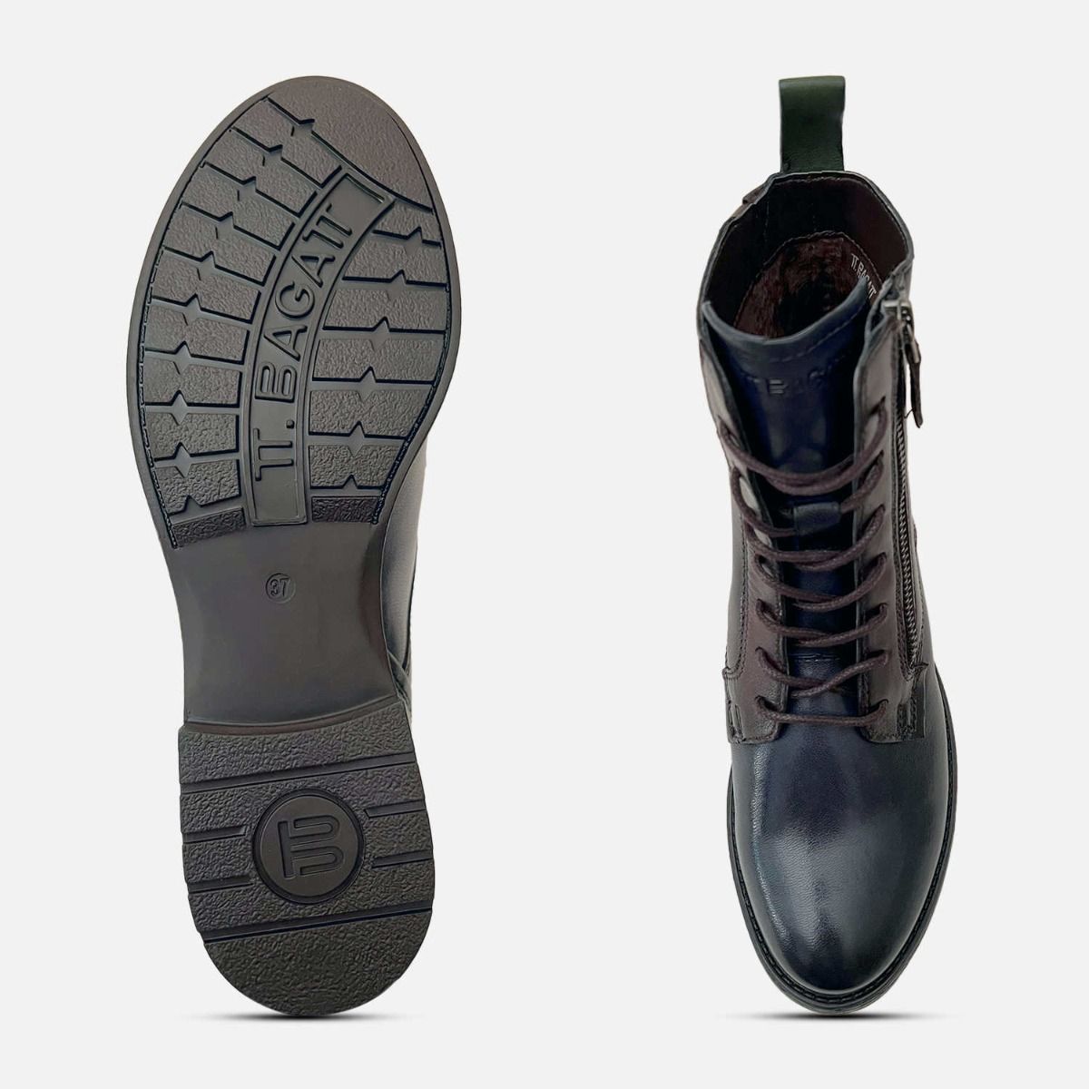 Navy Blue Brown and Green Lace Up TT Bagatt Zip Boots