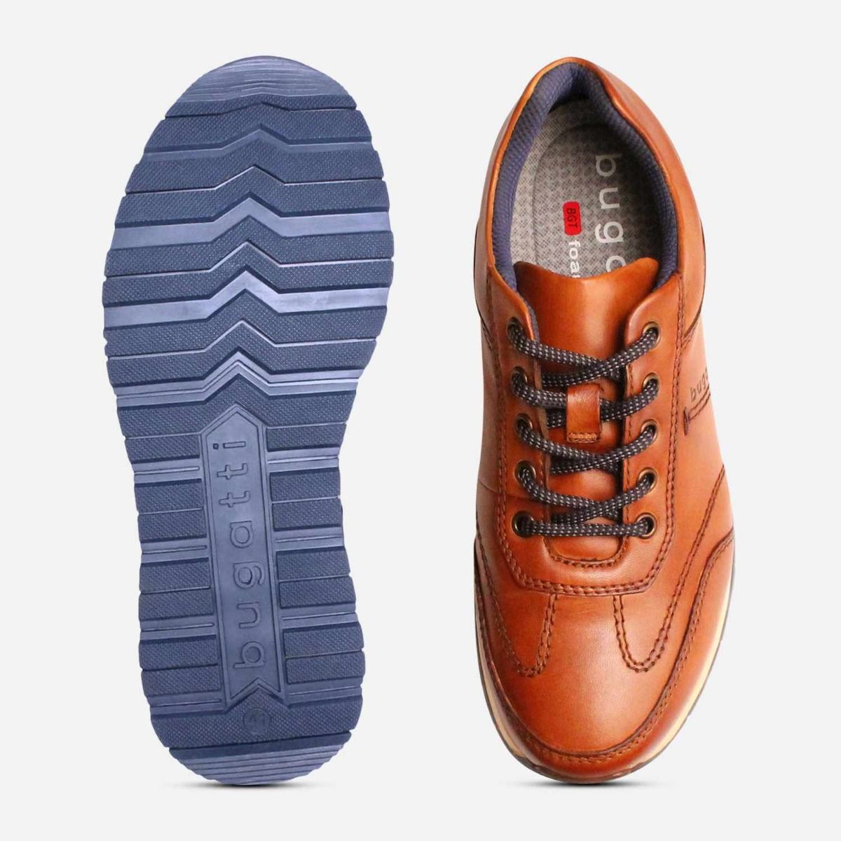 Bugatti Designer Mens Casual Shoes in Brown Leather