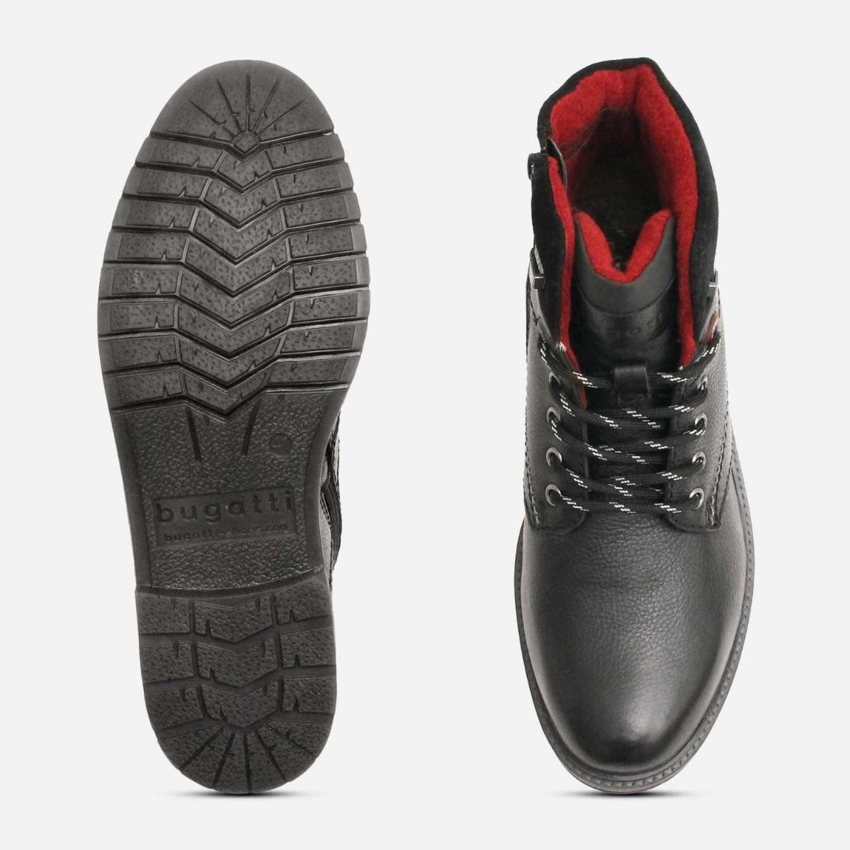 Bugatti Warm Fleece Lined Black Trekking Boots for Men