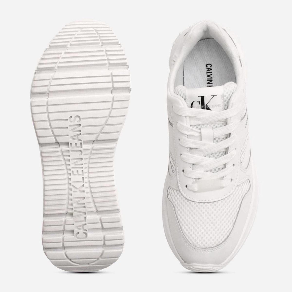Calvin klein leather chunky trainers white discount