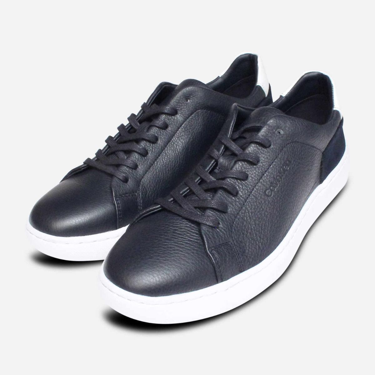 Navy Blue Calvin Klein Fuego Trainers in Soft Nappa Leather display picture 2