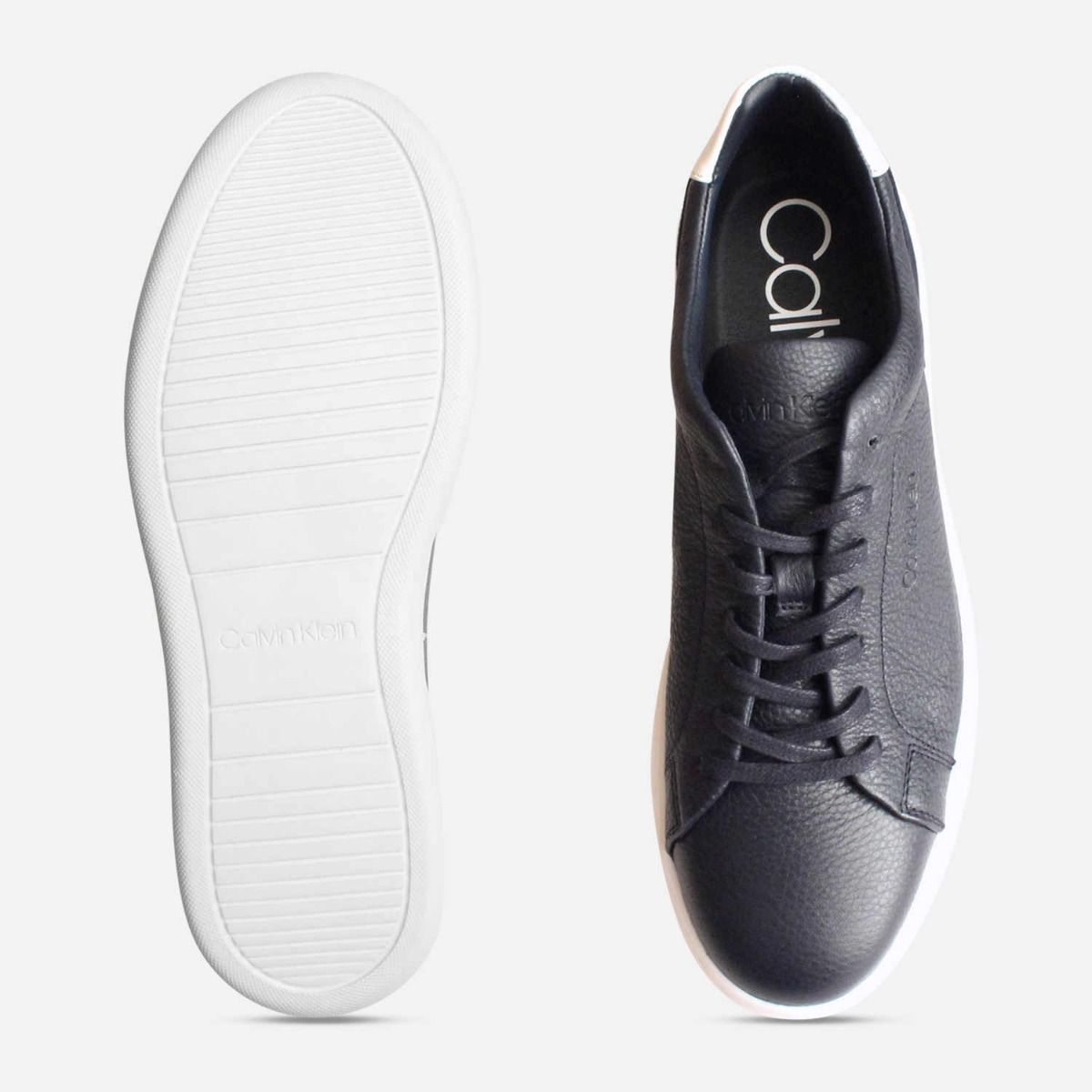 Navy Blue Calvin Klein Fuego Trainers in Soft Nappa Leather