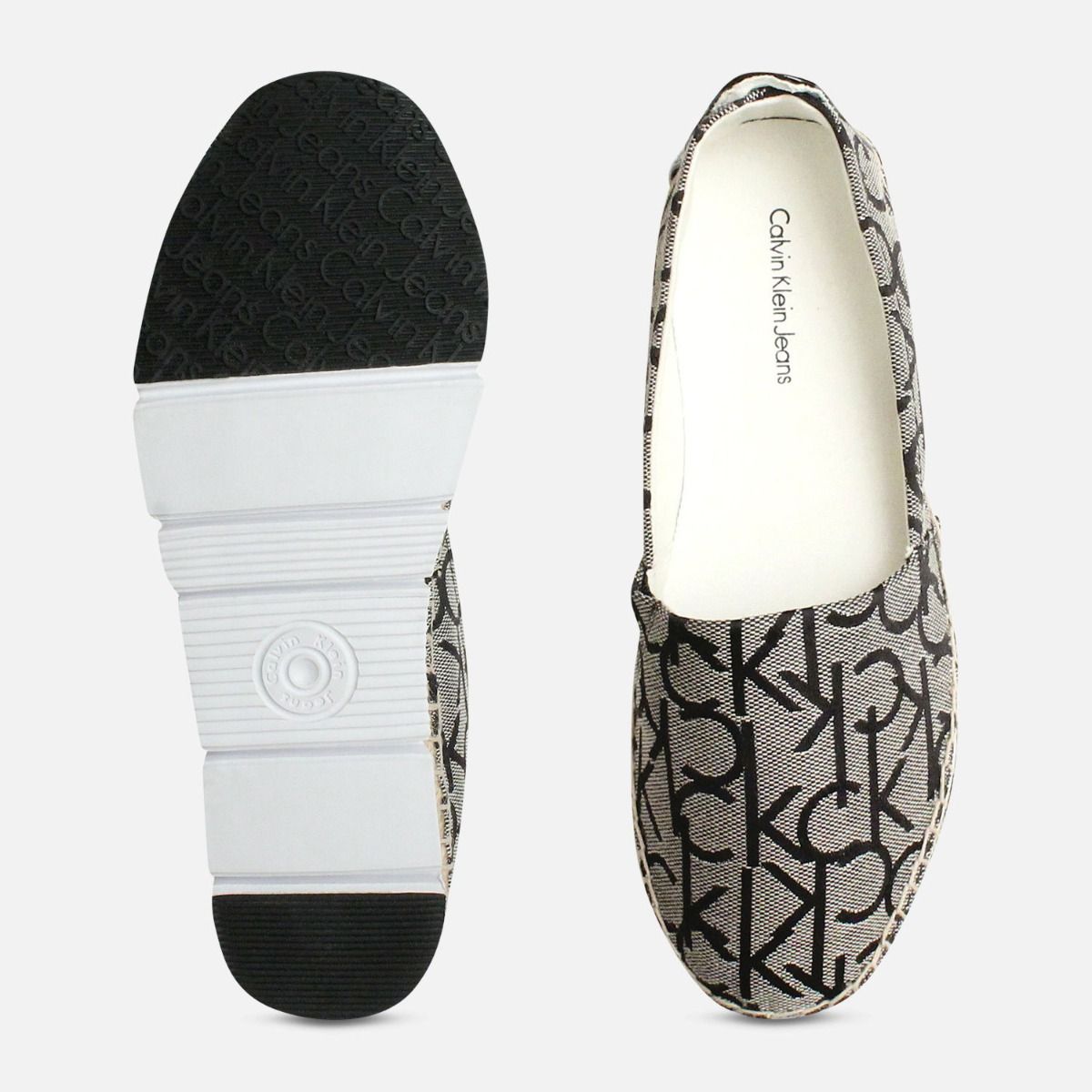 Calvin Klein Branded Black Genna Canvas Espadrilles