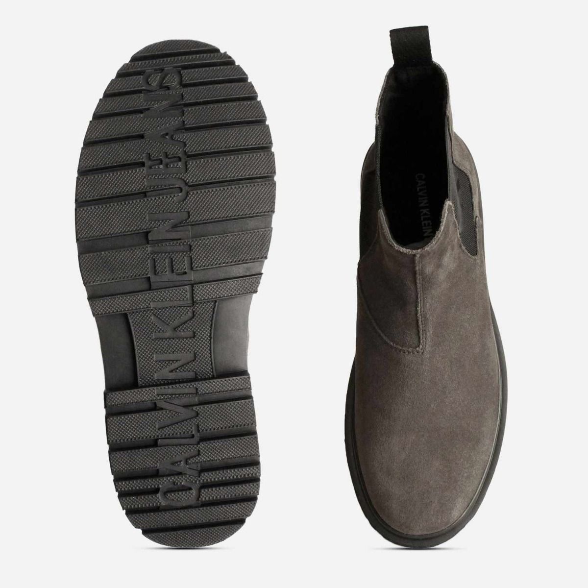Calvin Klein Premium Olive Grey Mens Chelsea Boots