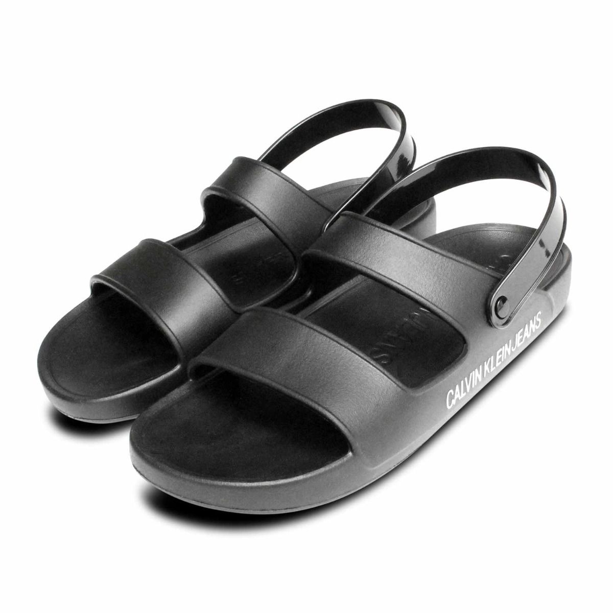 Calvin Klein Mens Designer Black Rubber Patton Sandals