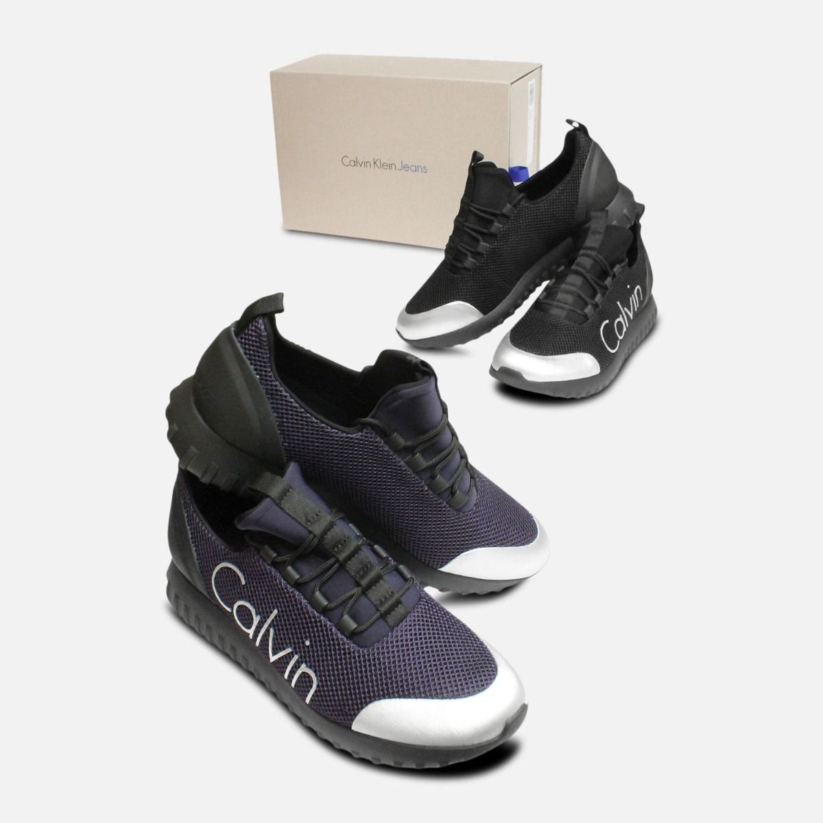 Indigo & Brushed Metal Calvin Klein Ron Trainers
