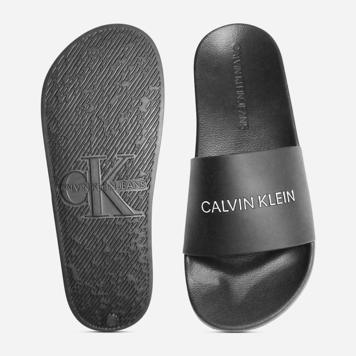 Luxury Calvin Klein Womens Designer Black Slider Sandal