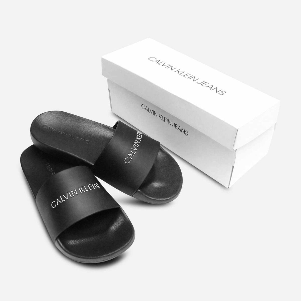 Luxury Calvin Klein Womens Designer Black Slider Sandal