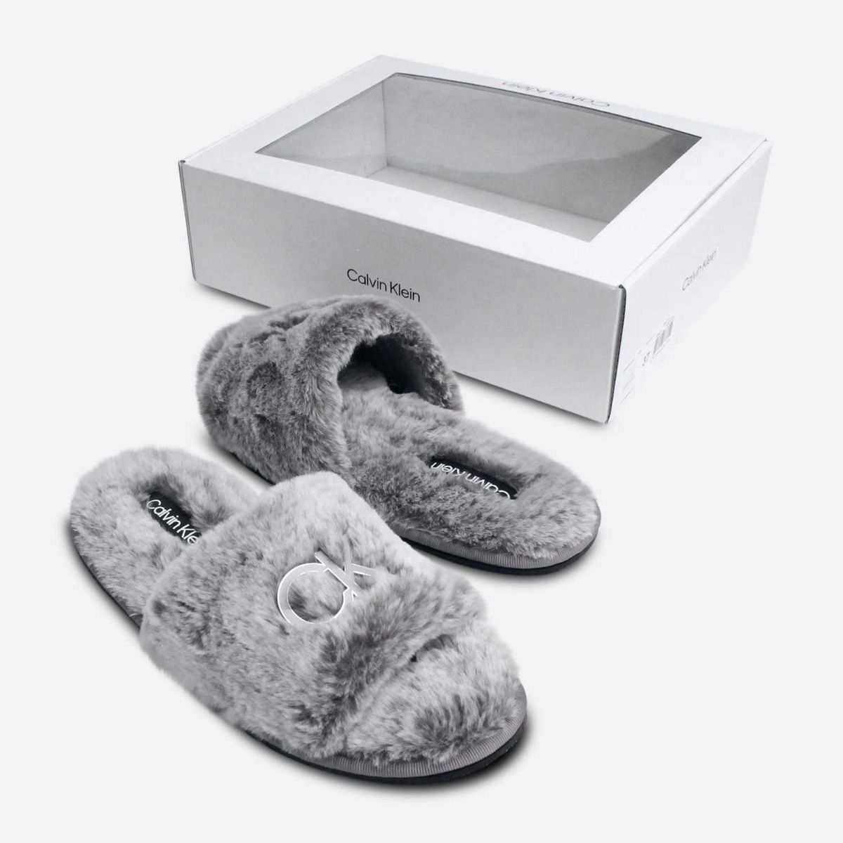 Calvin klein sliders womens grey discount