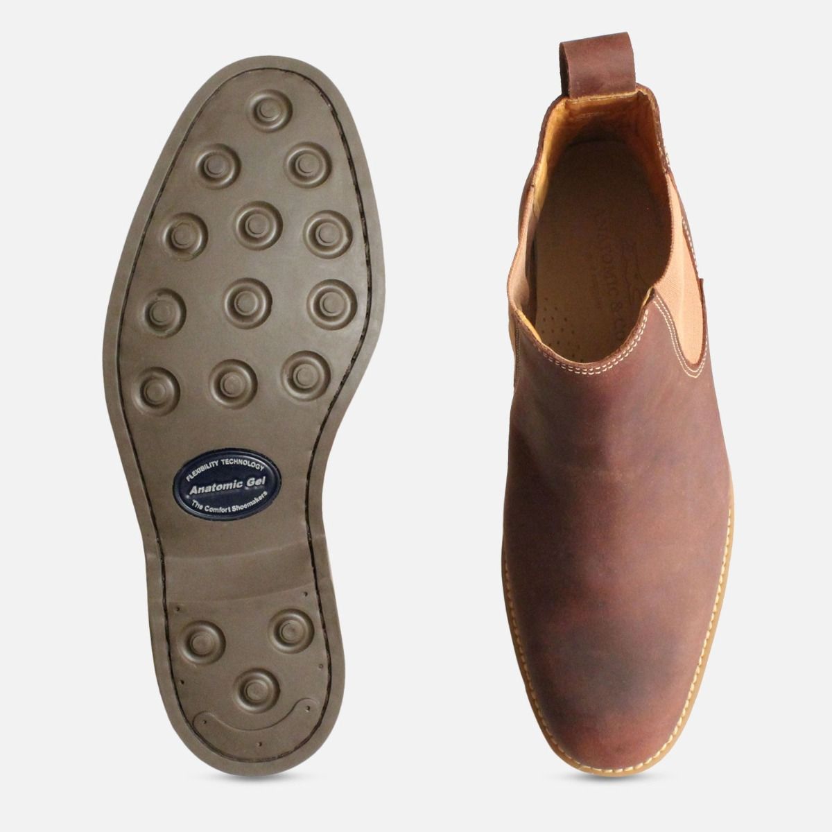 Waxy Brown Plain Chelsea Boots by Anatomic & Co