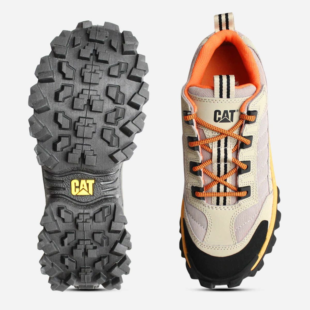 Beige Designer Caterpillar Intruder Trainers for Men