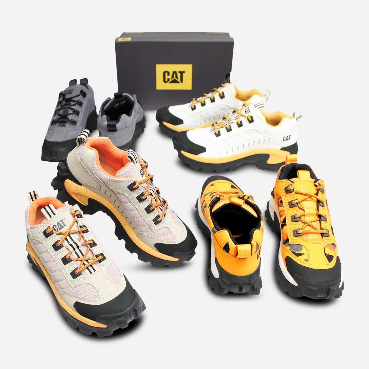 Mens Smoked Pearl Grey CAT Designer Chunky Sneaker Shoes