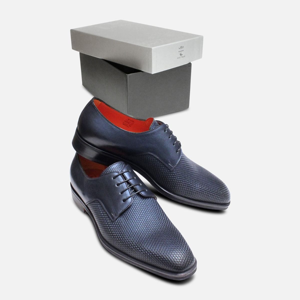 Metallic Navy Blue Chainmail Designer Italian Shoes