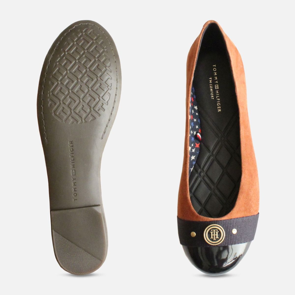 Tommy Hilfiger Claudia Ballerinas in Cognac Suede