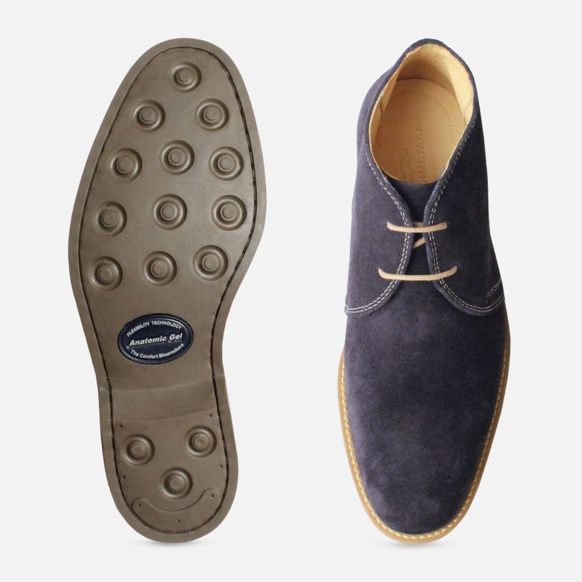 Navy Blue Suede Lace Up Boots by Anatomic Co Shoes