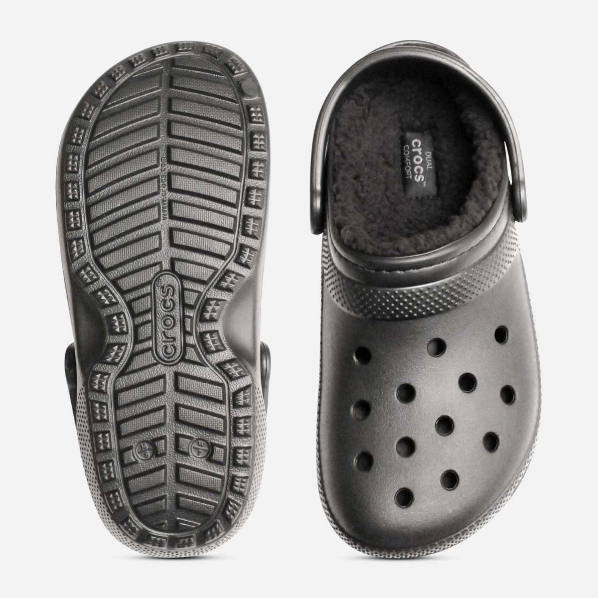 Warm Lined Classic Crocs Shoes for Women in Black