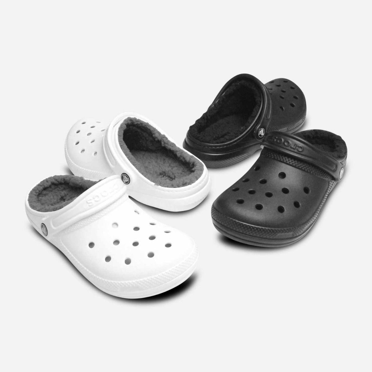Warm Lined Classic Crocs Shoes for Women in Black