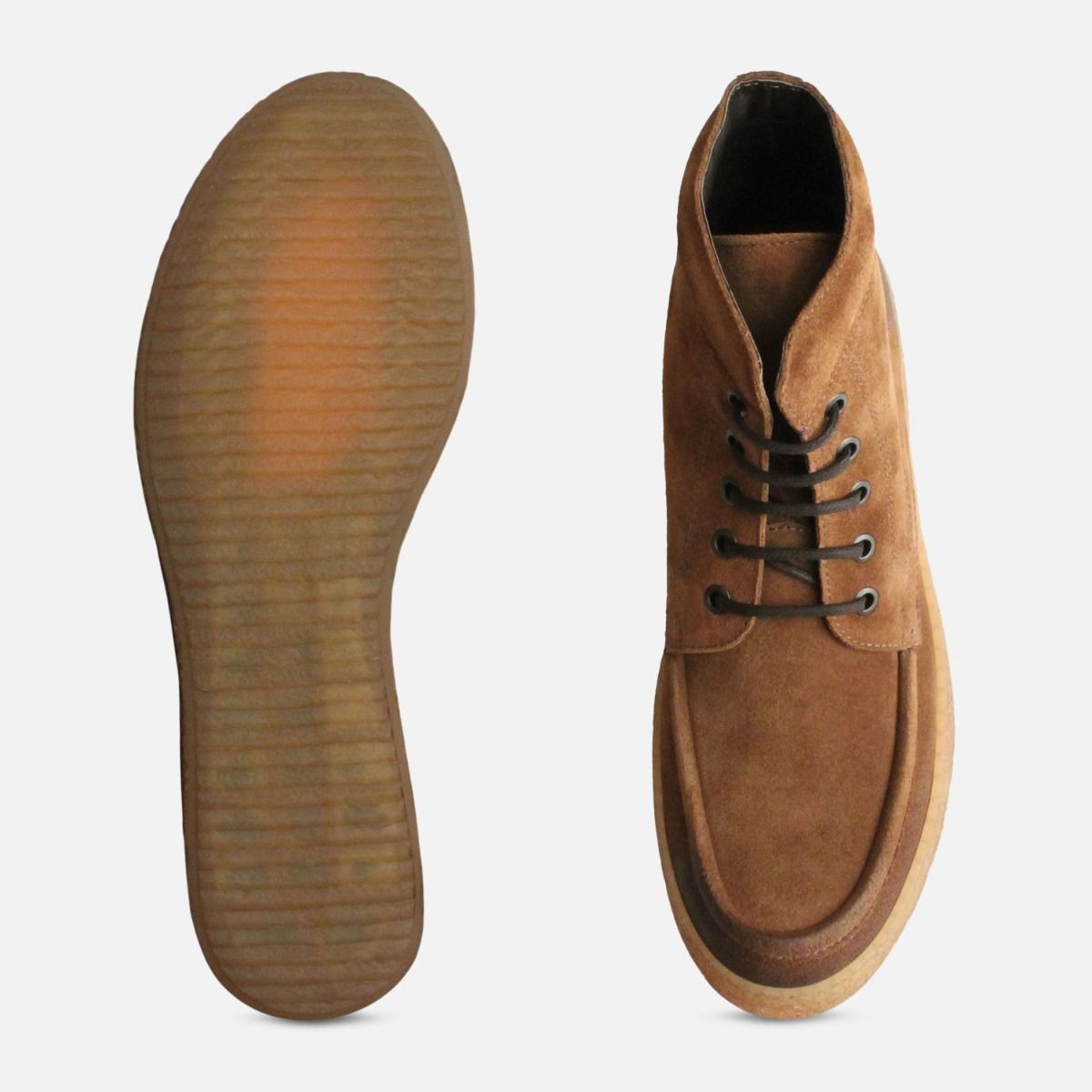 Tobacco Waxy Suede Designer Italian Cup Sole Boots