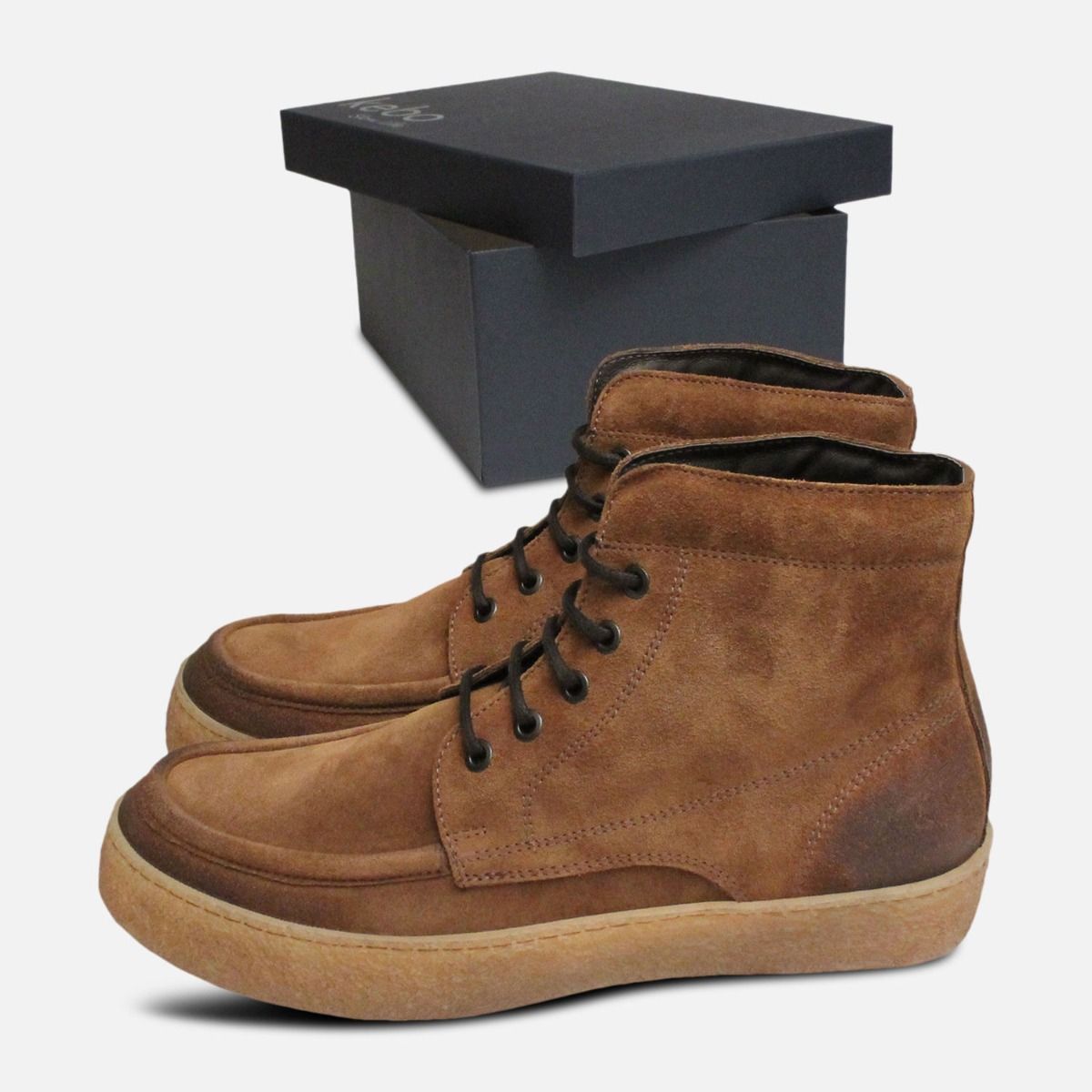 Tobacco Waxy Suede Designer Italian Cup Sole Boots