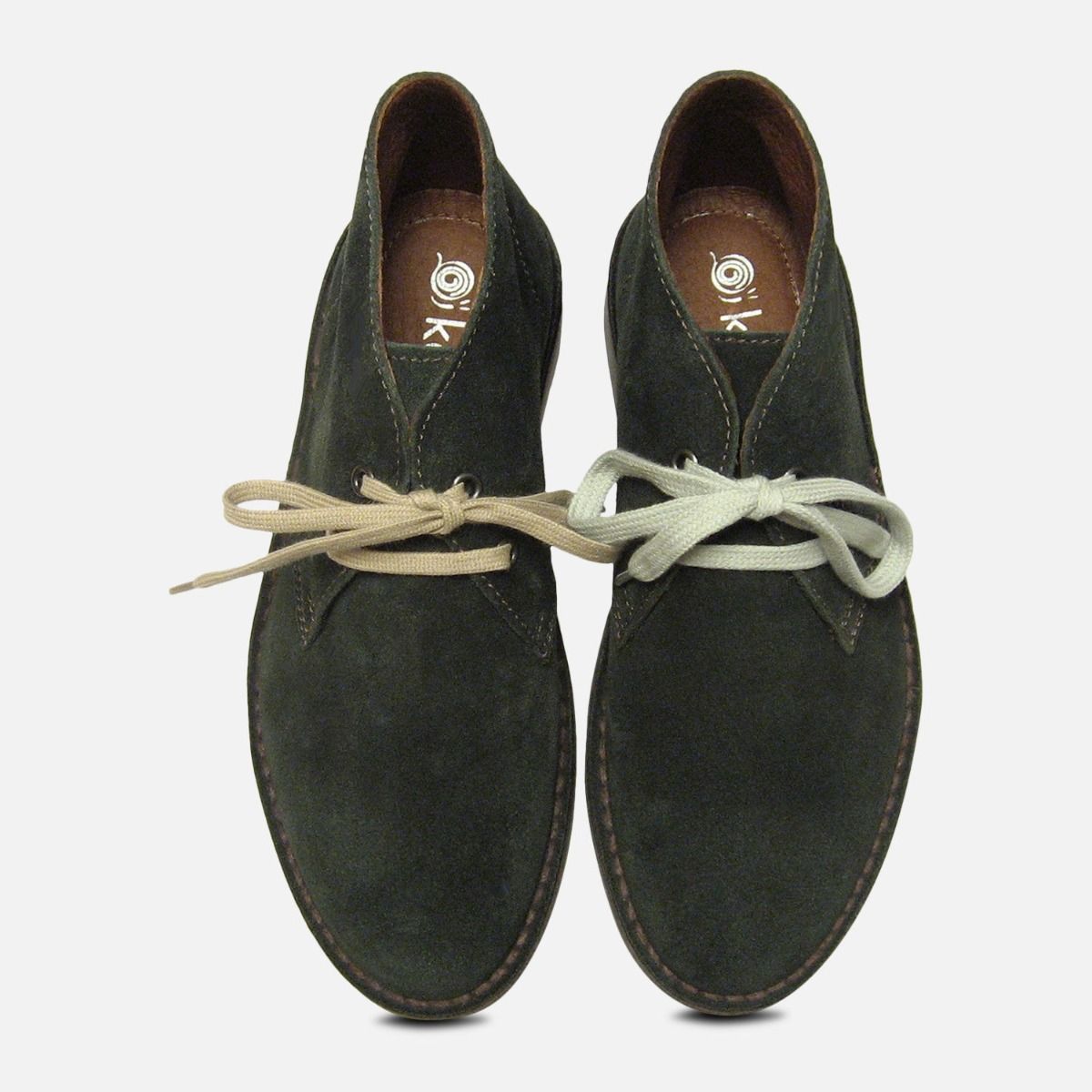 Dark Green Suede Italian Desert Boots for Women