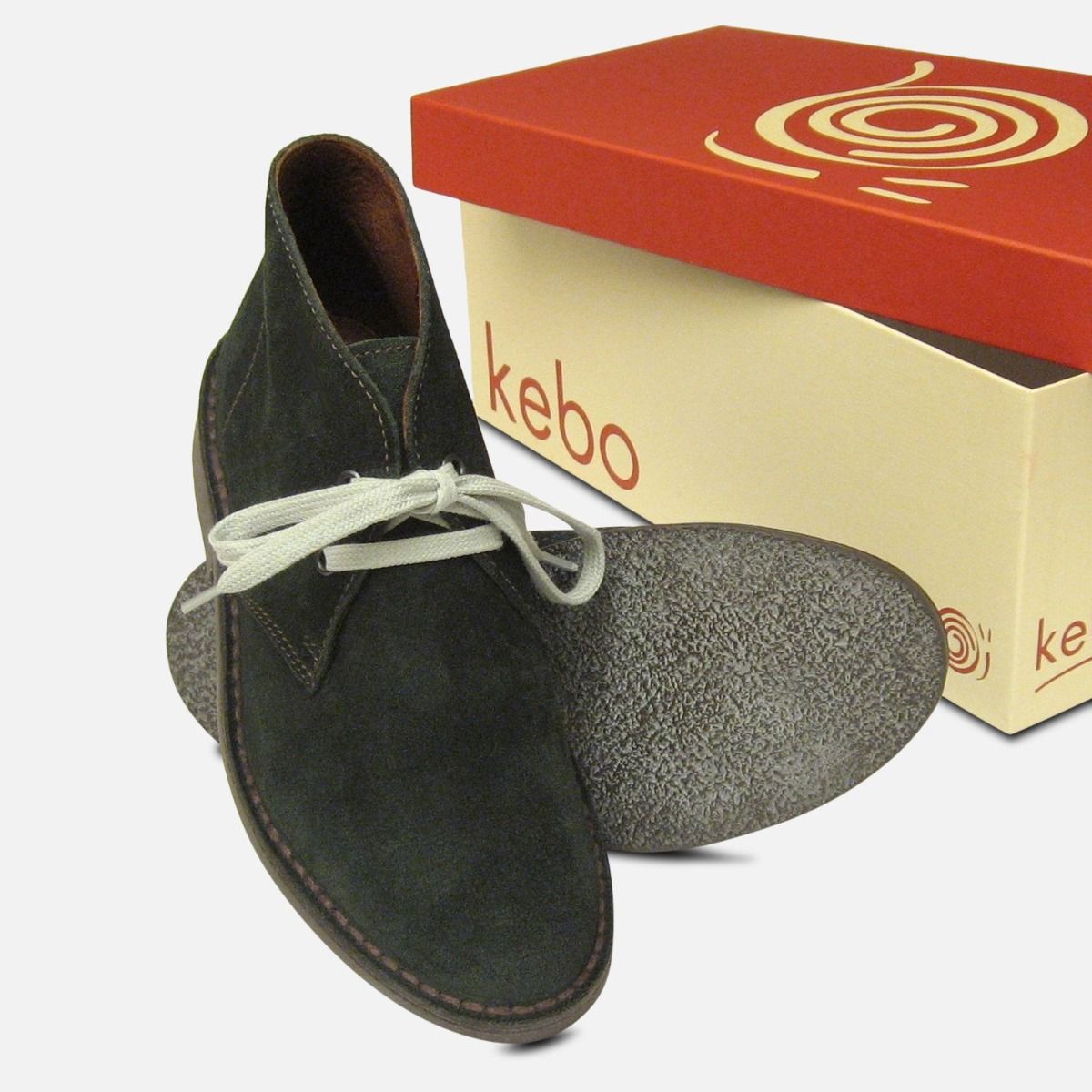 Dark Green Suede Italian Desert Boots for Women