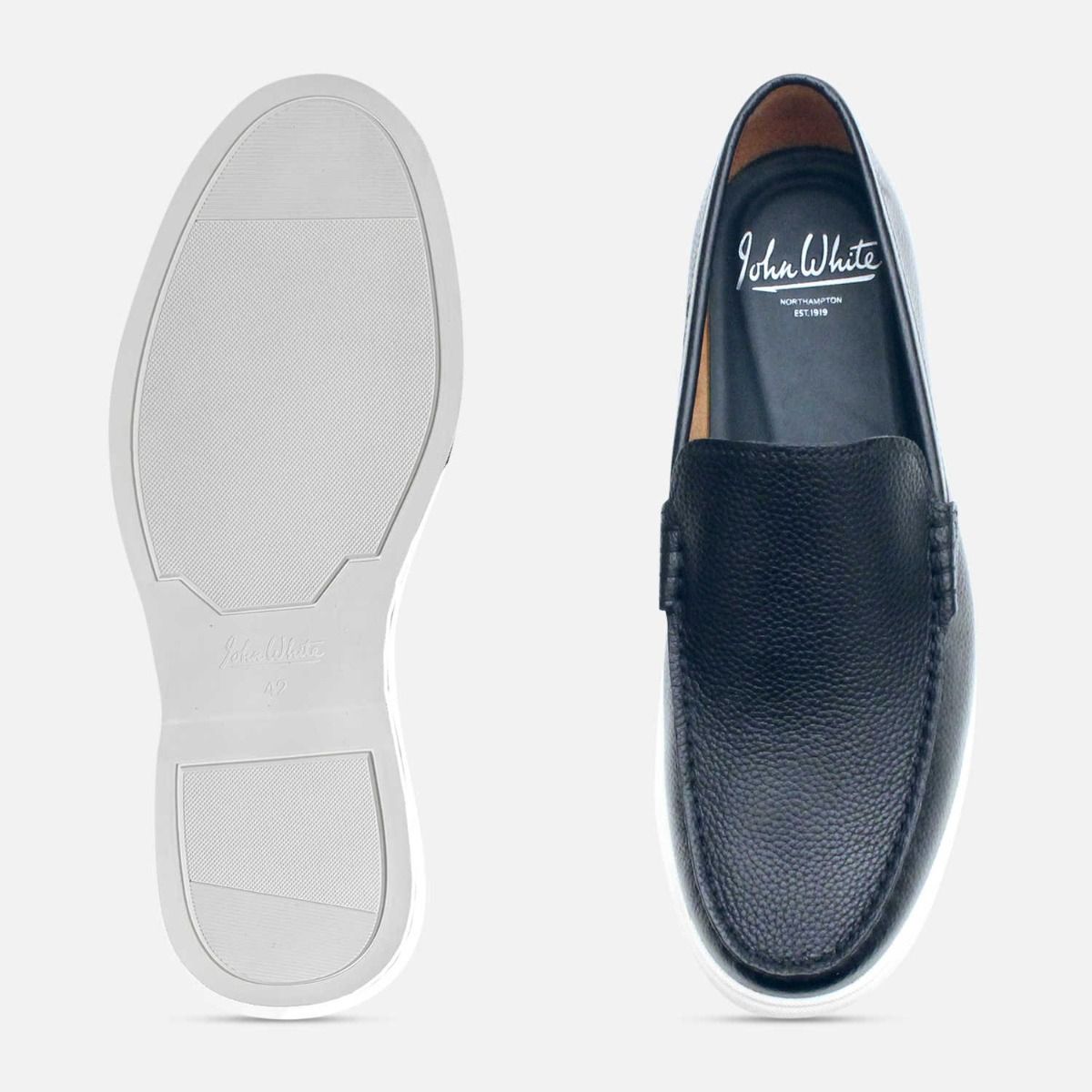 John White Dark Navy Blue Shoes White Rubber Sole