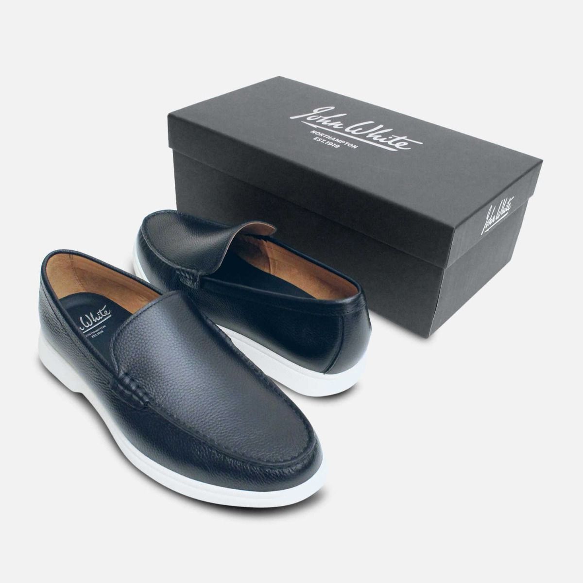 John White Dark Navy Blue Shoes White Rubber Sole