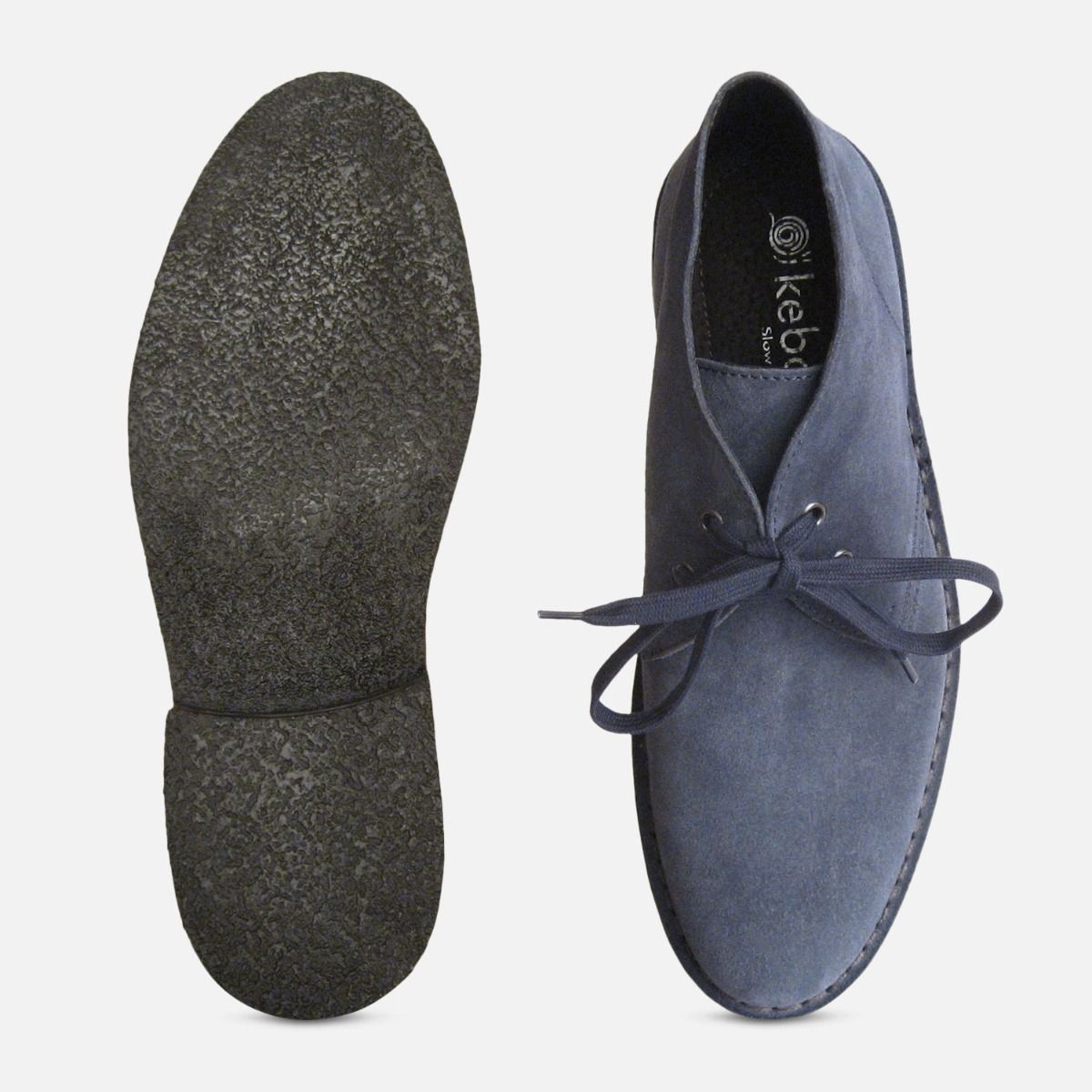 Blue Suede Mens Jeans Desert Boots