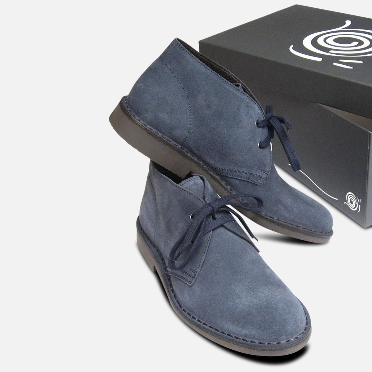 Blue Suede Mens Jeans Desert Boots