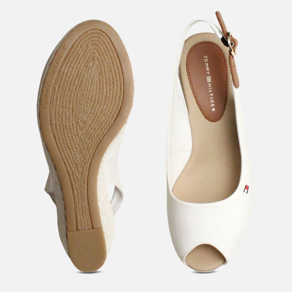 Tommy Hilfiger Womens Elba White Wedge Sandals