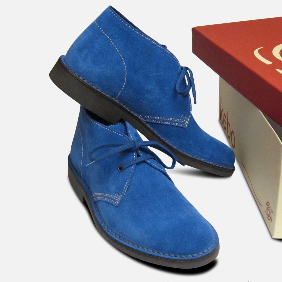 Blue Suede Prince Harry Desert Boots Mens