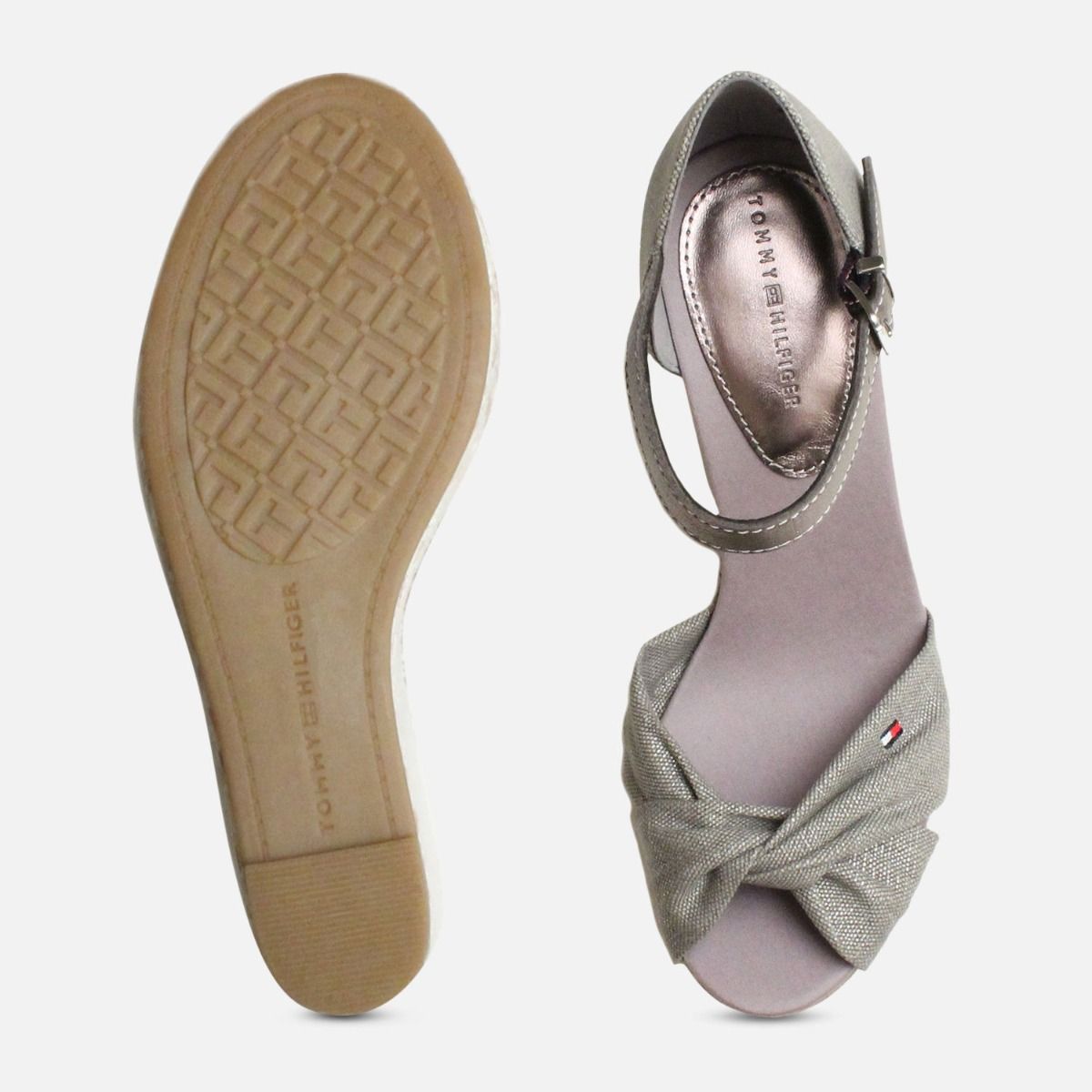 Metallic Light Grey Tommy Hilfiger Elena Platform Sandal