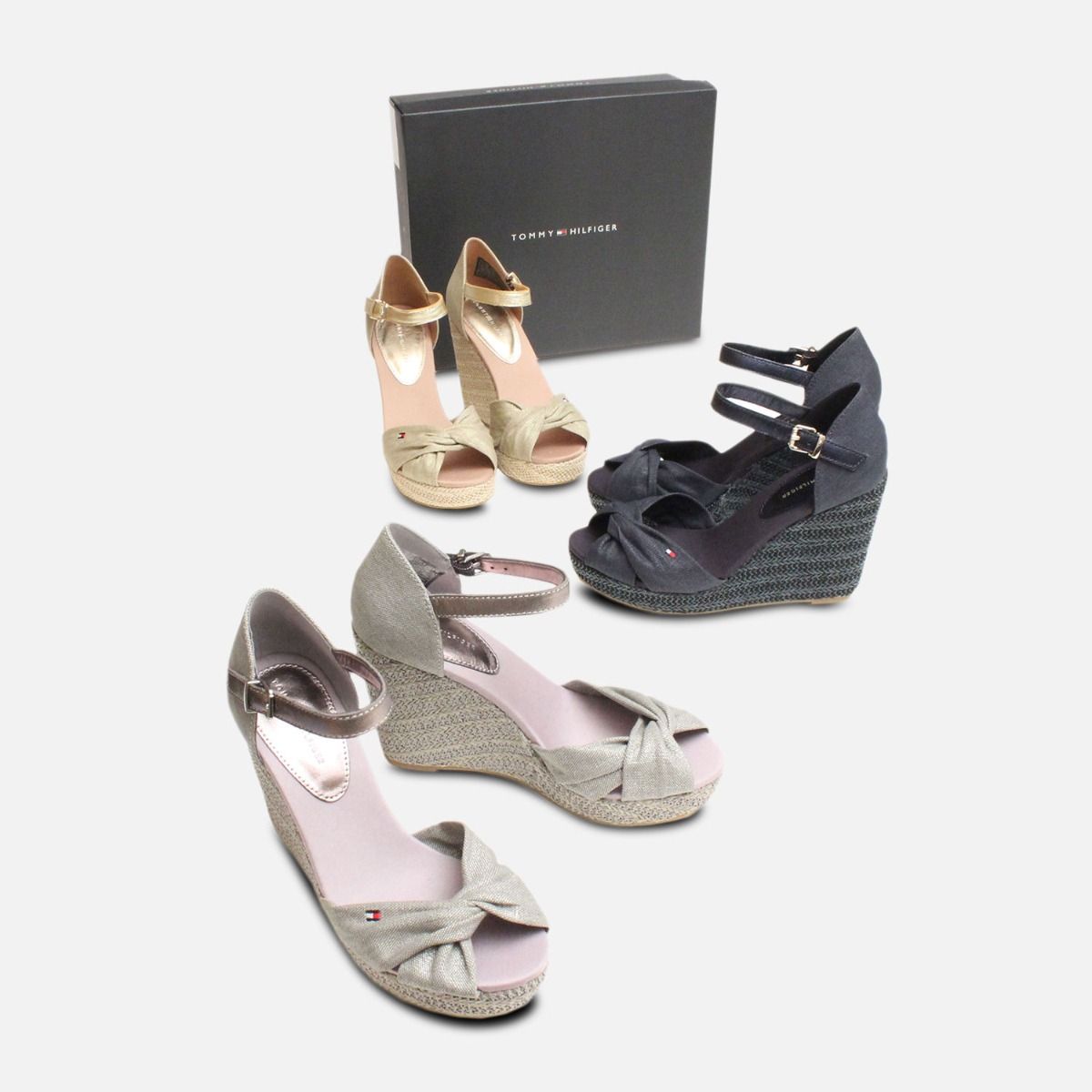 Metallic Light Grey Tommy Hilfiger Elena Platform Sandal