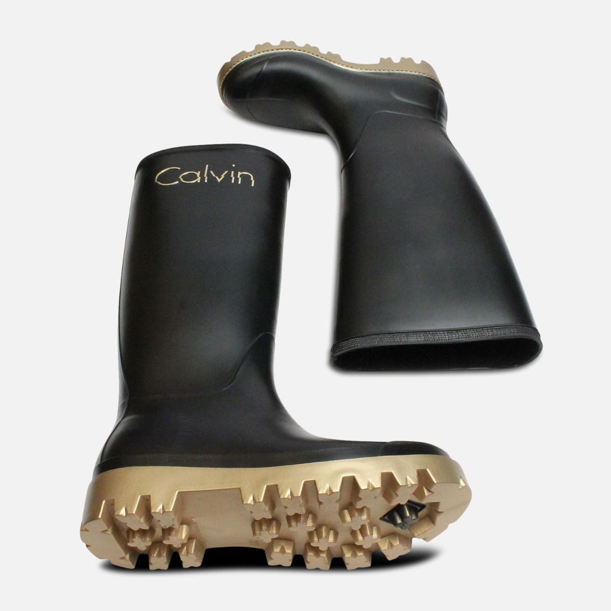 Black & Gold Calvin Klein Eliza Ladies Wellies